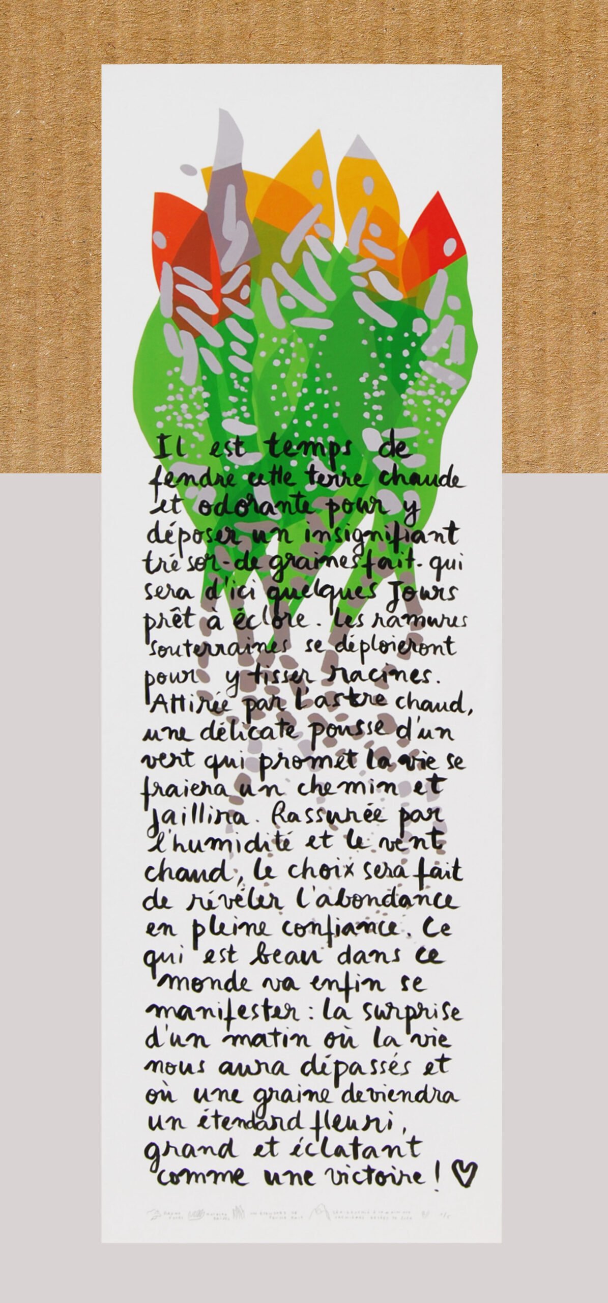 Un étendard de feuilles fait